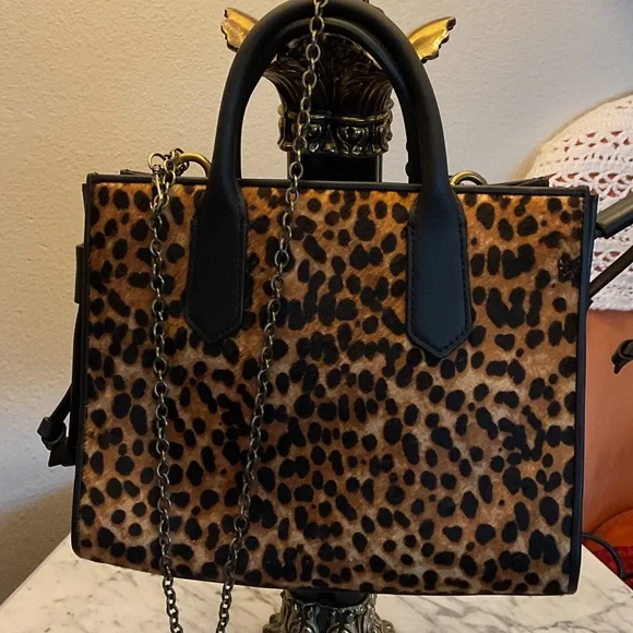 ✝️💟✝️  J. Crew Leopard Print Satchel with Black Italian Leather Handles - Picture 5 of 5